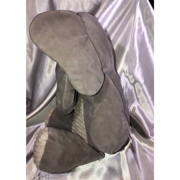 Kelly Toy Plush Elephant Rattle Gray Ribbed Velour Embroidered Eyes 20" - Picture 3 of 6